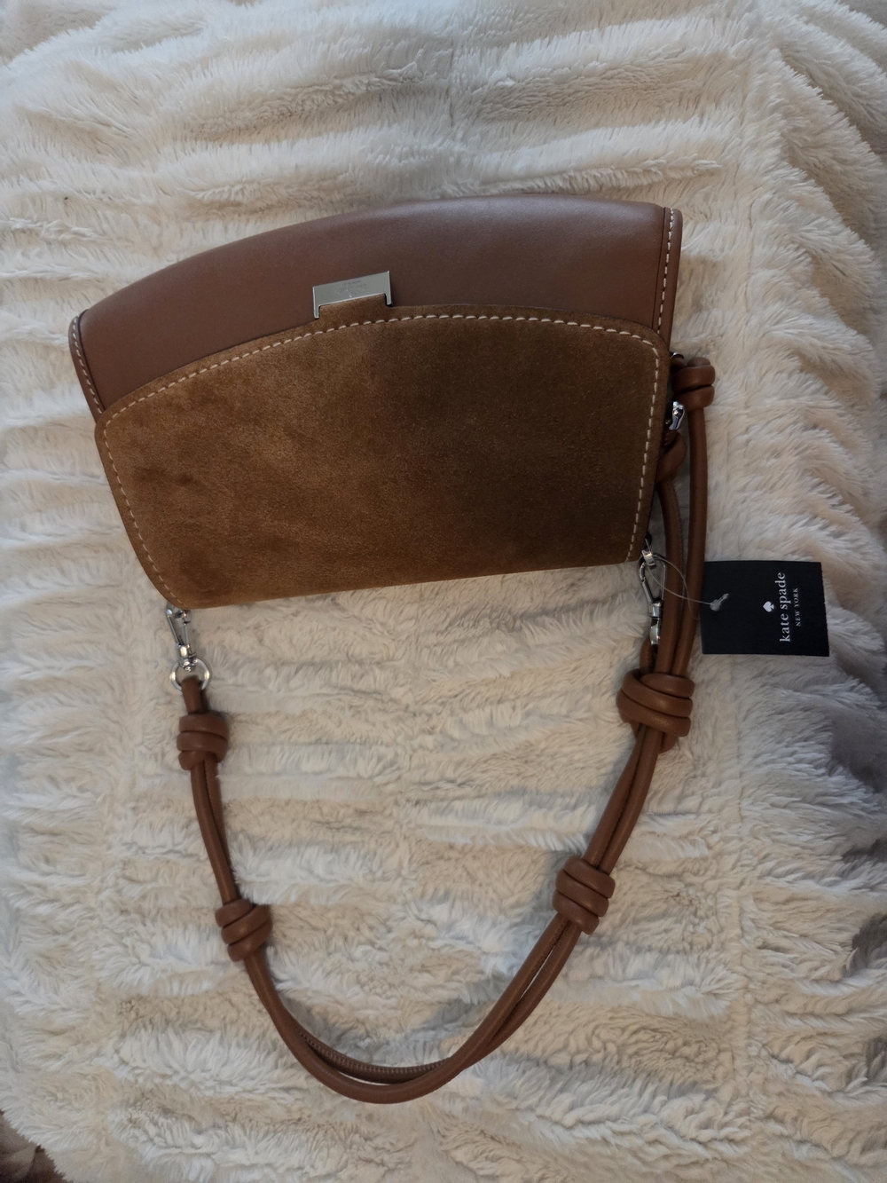 Kate Spade Brown Suede & Leather Shoulder Bag - Picture 3 of 4